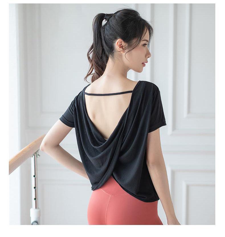 Product Introduction of Quần Áo Tập Yoga Áo Phông Ngắn Tay, Dành Cho Phụ Nữ, Phong Cách Cổ Tích Thanh Lịch, Thiết Kế Lưng Ngầu Dáng Rộng Thích Hợp Chạy Bộ Và Thể Dục, Áo Thể Thao Ngắn Tay 10