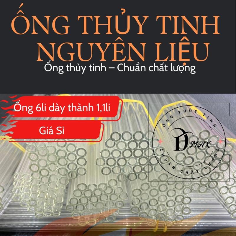 Set 10 Cái Ống Boroslicat 3.3 Dài 20cm Fi6  Độ Dày 1.1mm, Ống Thủy Tinh Nguyên Liệu Chịu Nhiệt Tốt Màu Trắng Trong Suốt ống  thủy