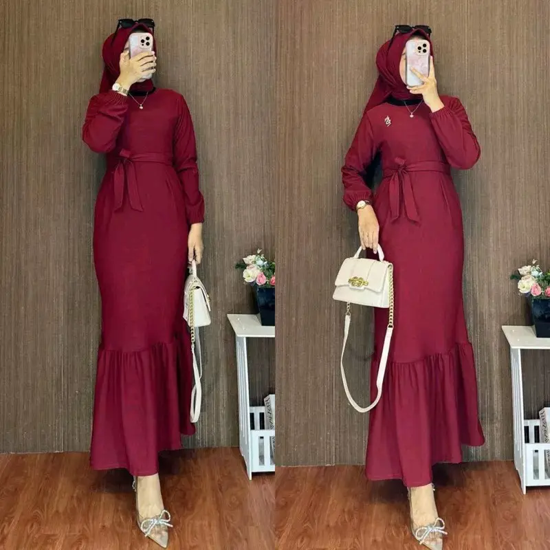 Gamis Duyung Mermaid Cringkle Airflow - Model Minimalis & Elegan - Dress, Crinkle, Turki, Nyaman, Wanita, Maxi, Formal, Mewah, Muslim, Panjang 1