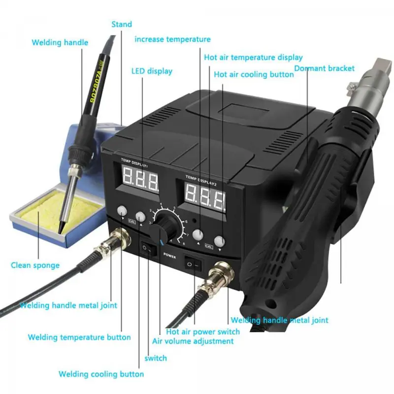 Soldering Station 2in1 Solder  Hot Air Heat Gun 750W - 8582D 1