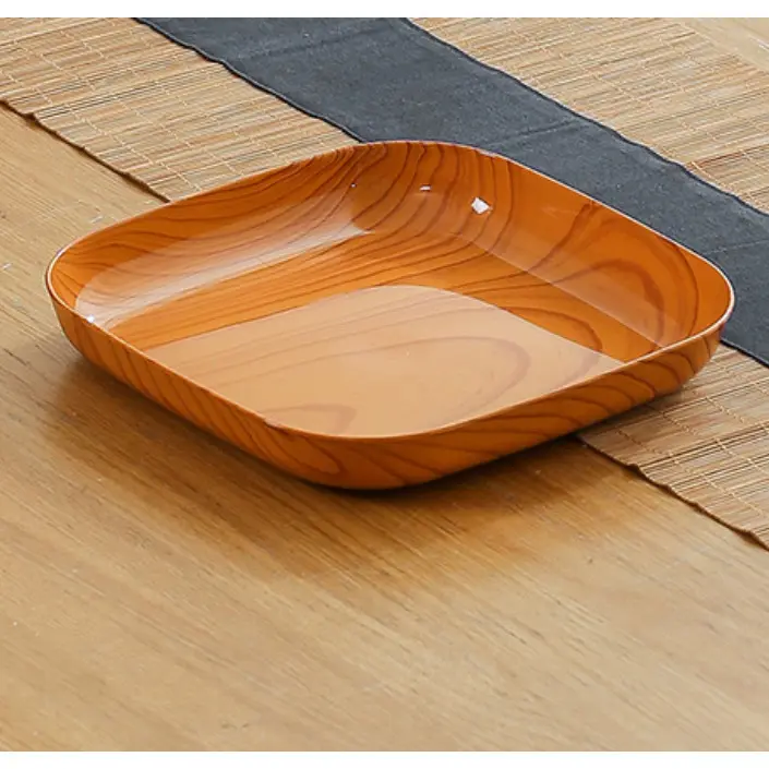 Đĩa Nhựa Giả Vân Gỗ Sang Trọng, Đĩa Đựng Đồ Ăn Nhẹ Hình Vân Gỗ 4