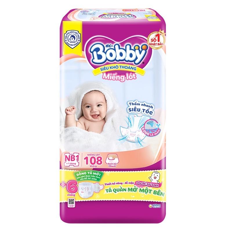  Miếng lót sơ sinh Bobby NB1 108 miếng có miếng tặng kèm giá tốt Cho Bé Kem 
