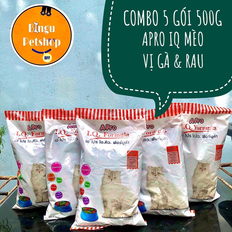 [COMBO 5 GÓI TIẾT KIỆM] Thức Ăn Hạt Khô Cho Mèo Giá Rẻ APro IQ Formula 500g