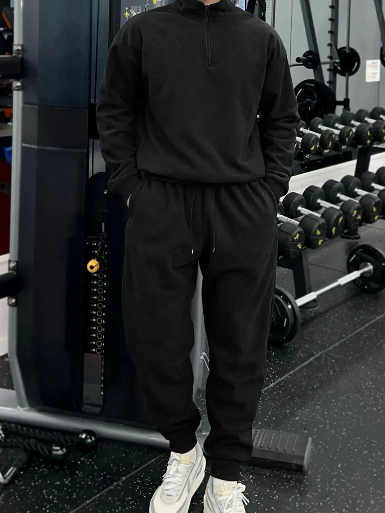 Men's Solid Drop Shoulder Sweatshirt & Pants Set, Casual Fashion Cozy Breathable Outfits for Daily Workout Running, Men's Clothes for Spring & Fall