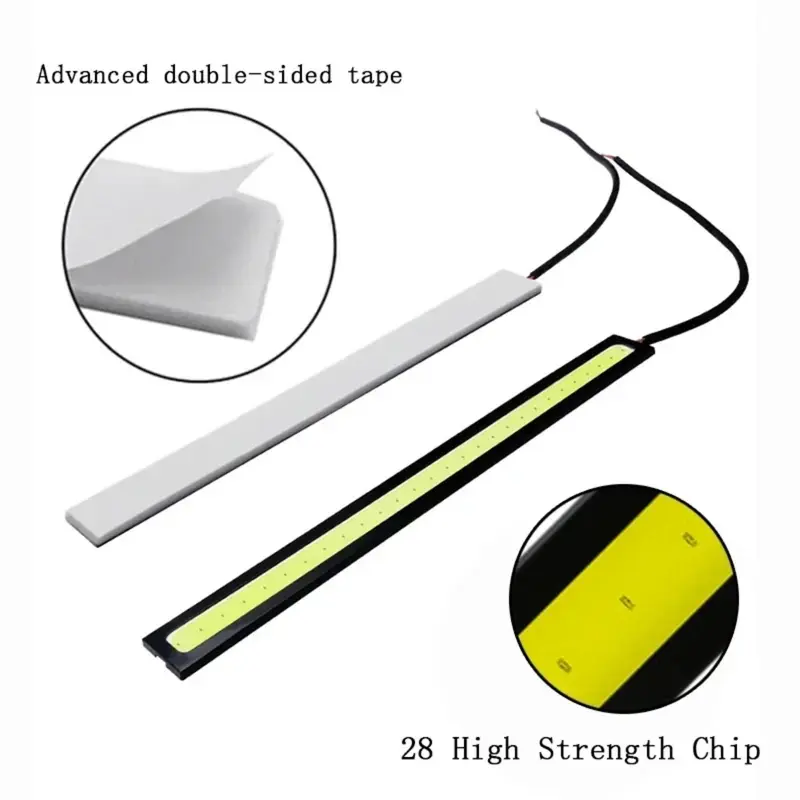 Đèn chạy ban ngày LED COB, 2 / 4 cái, 17cm, 12V, 6000K, Không thấm nước, Đèn dải tự động, Đèn sương mù COB trên ô tô, Đèn LED DRL tạo kiểu ô tô 2