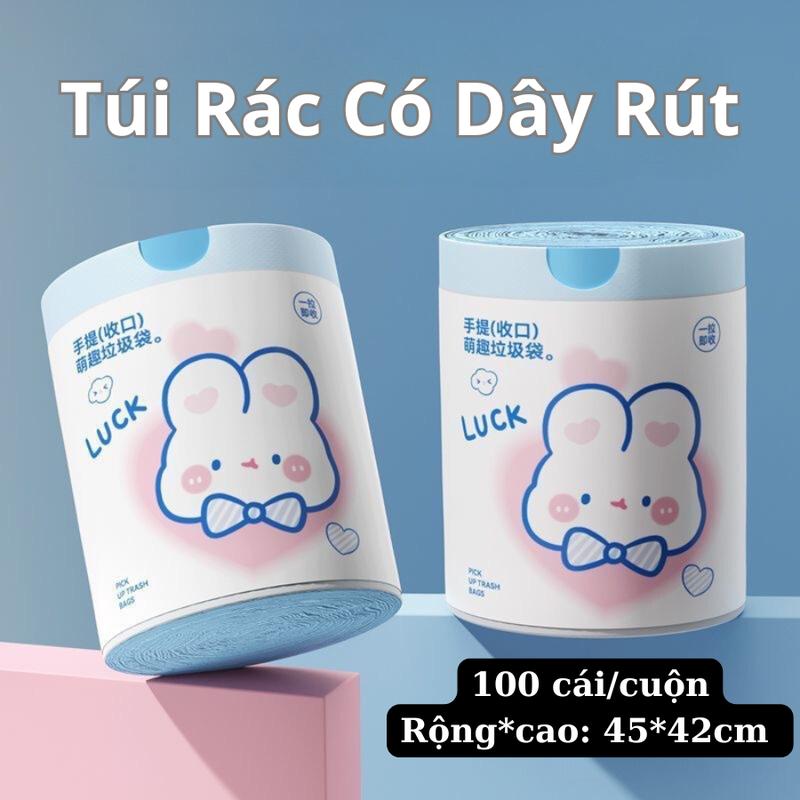 Cuộn Túi Đựng Rác Có Quai rút 100 Cái, Cuộn Túi Đựng rác chống rỉ nước, túi rác dùng cho thùng rác nhỏ