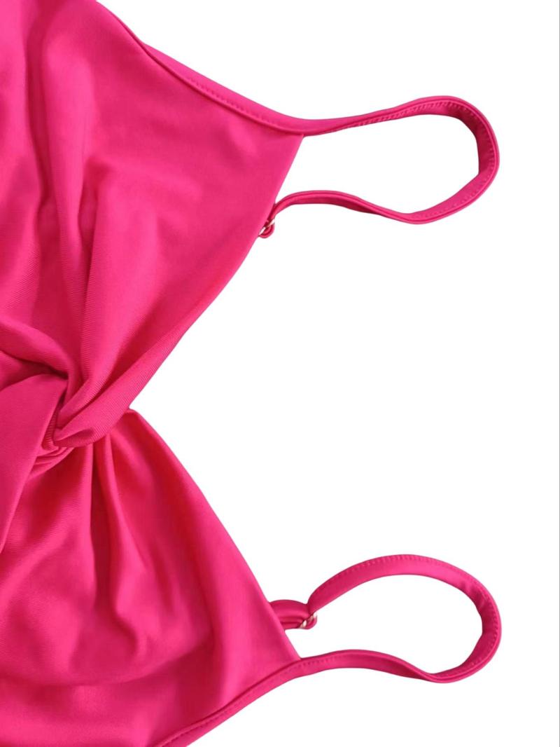 Product Introduction of Women's Solid Color Cami Dress, Fashion Casual Spaghetti Strap Bodycon Dress for Party Club Dating Wear, Women Dress for Summer 6