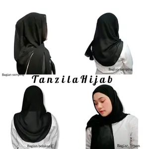 Pilih warna hijab pashmina oval malaysia murah ukuran 175x75 Ceruty Ciput Kerudung Hitam Muslim Wanita