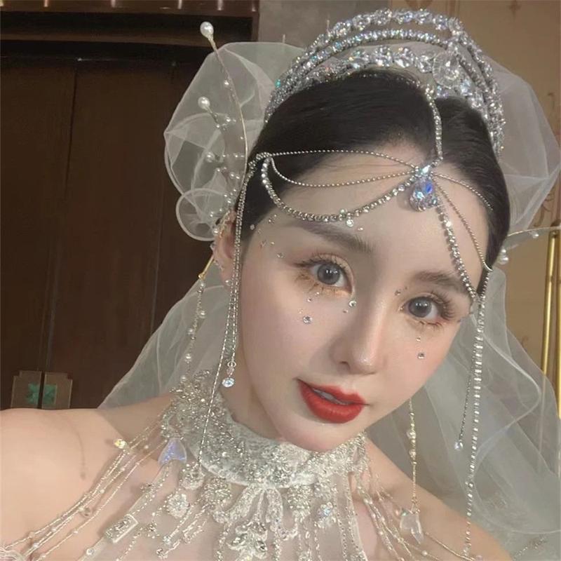 Băng Đô Tua Rua Rhine Cổ Xưa Kỳ Lạ, Băng Đô Cổ Tích Cho Trán Cô Dâu, Phụ Kiện Tóc Cho Tiệc Cưới 2