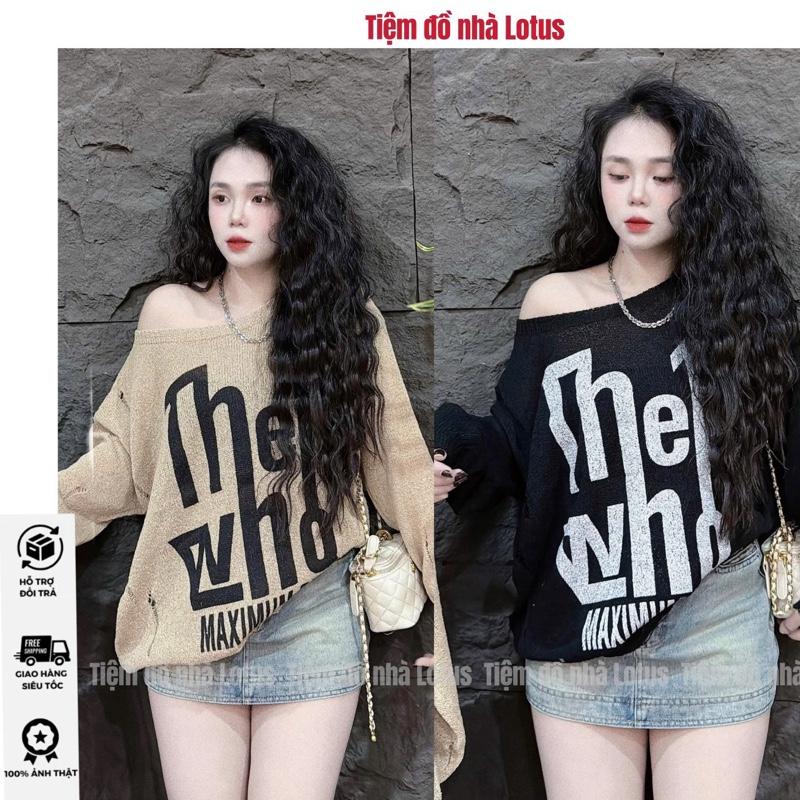 Video SP - Áo len tay dài in chữ THE WHO phối rách freesize cho nữ Tiệm đồ nhà Lotus