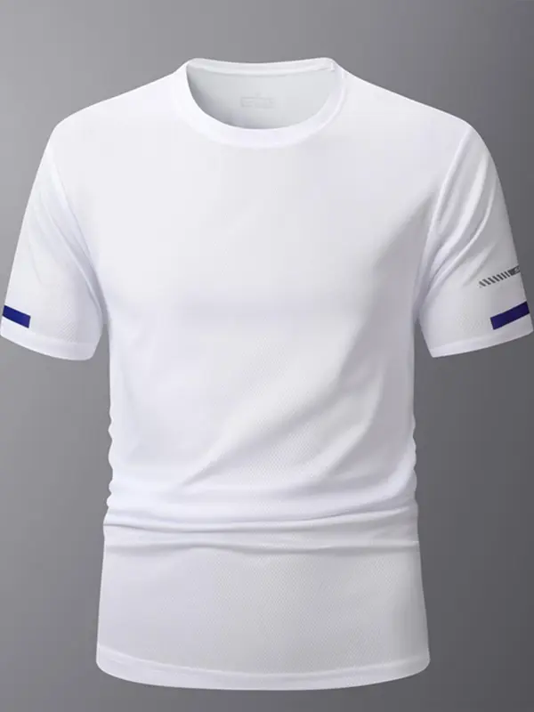 Men's Solid Quick Drying Short Sleeve Tee, Regular Fit Casual Breathable Round Neck T-shirt for Daily Wear, Men's Top for All Seasons 1