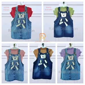 Setelan anak Perempuan overall rok jeans variasi boneka dan rajut usia 6 bulan -5 tahun