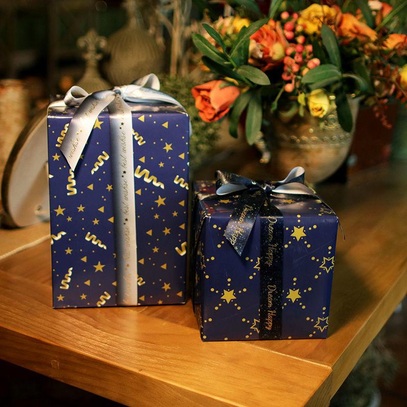 Product Introduction of Kertas Pembalut Hadiah Krismas, Kertas Hadiah Metalik, Kertas Hiasan Perniagaan Mewah, Cetakan Biru Ungu dan Gangsa, Sesuai untuk Hadiah Hari Jadi 8