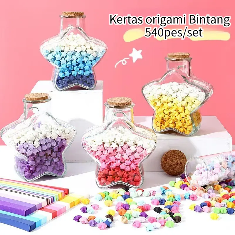 Mumystation 540pcs Kertas Origami Bintang Diy Berwarna Star Paper Craft Handmade
