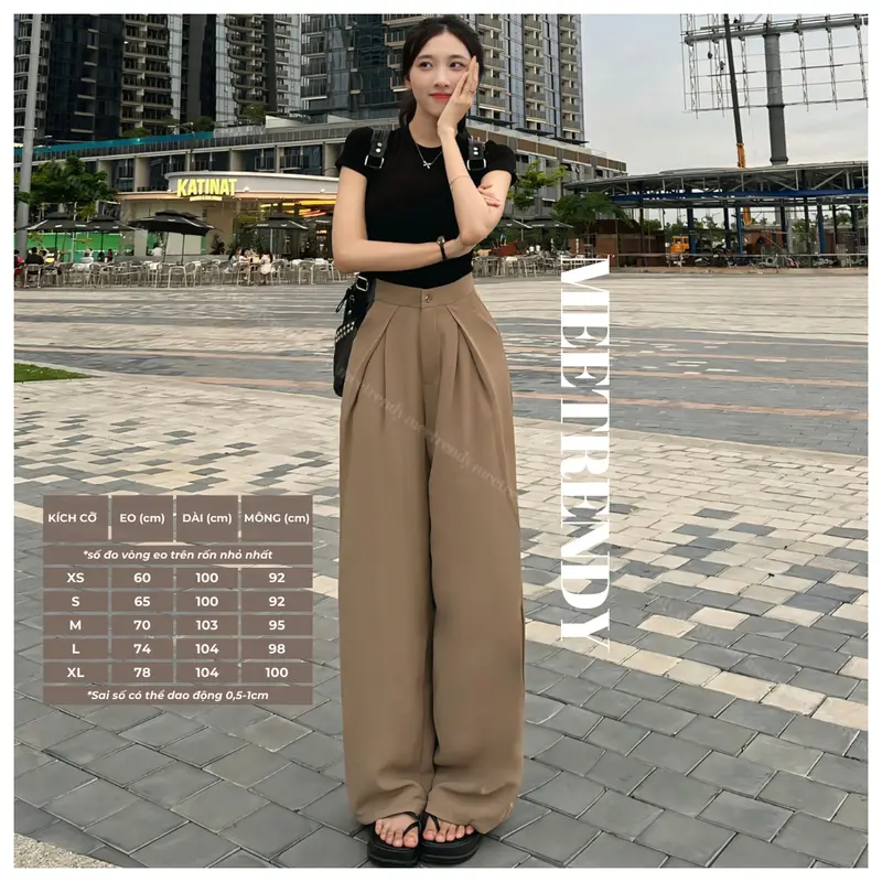 Quần Suông Ống Rộng Xếp Ly Mee.trendy Cạp Cao Vải Rũ Phong Cách Sang Chảnh Hiện Đại [Q9] 3