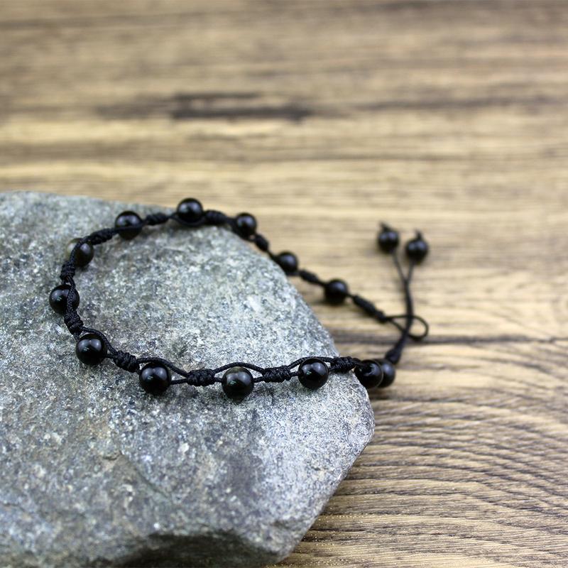 Product Introduction of Hand-woven Natural Obsidian Anklet Protection Hope Anklet 7