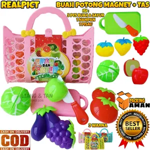 ( BISA COD ) PROMO Mainan Edukasi Anak Buah Potong Magnet Dan Sayur + Tas / Mainan Anak Masak Masakan / Mainan Anak Laki Laki / Mainan Anak Perempuan SNI Murah