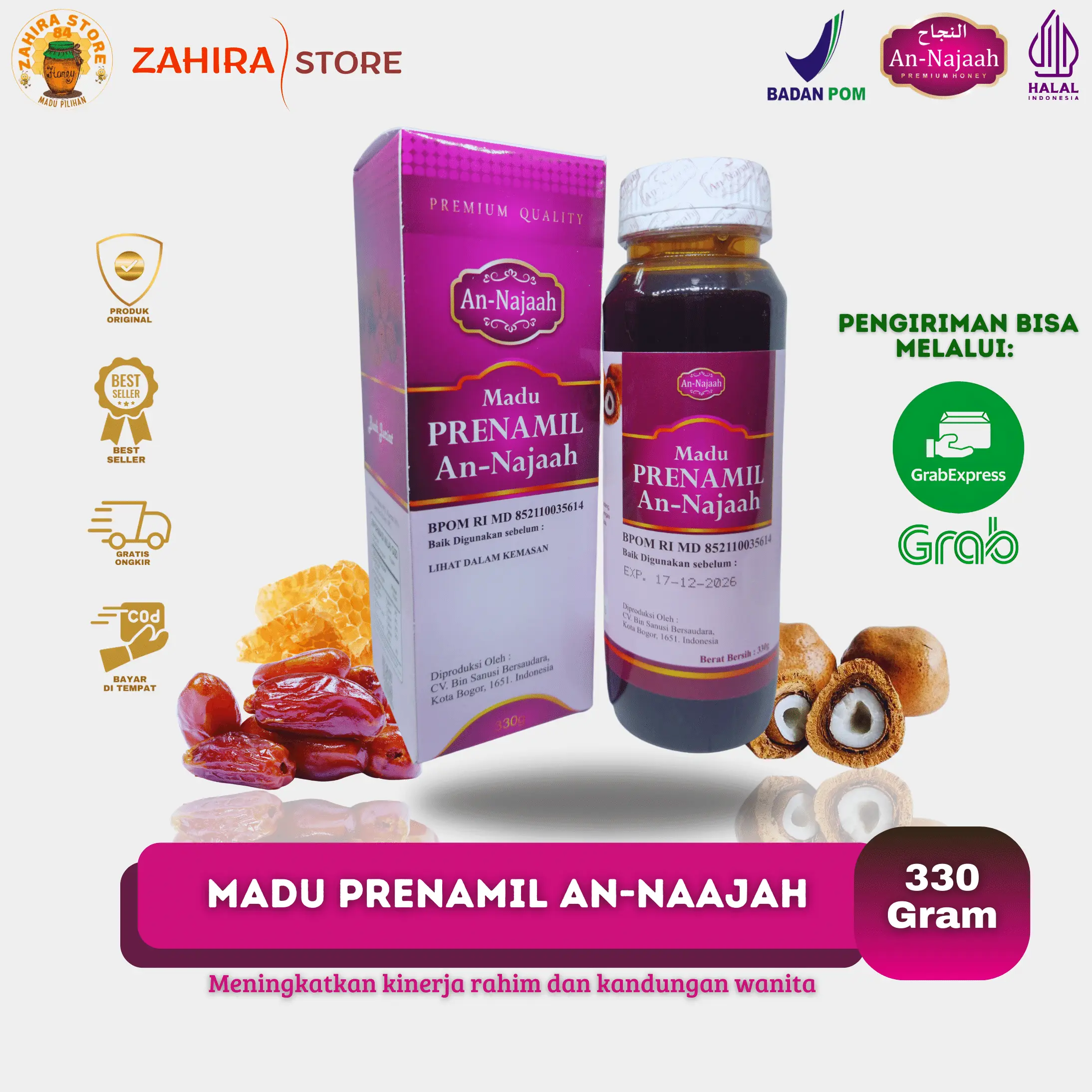 Madu An Najaah 330 gr Madu Zuriat Kurma Honey Syrup Herbal