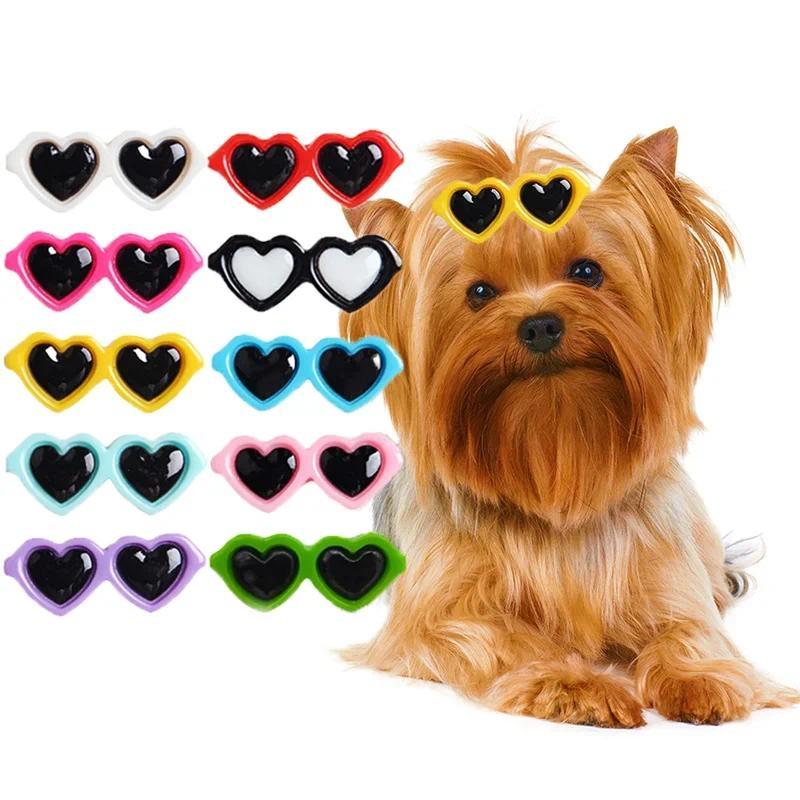 1PCS Pet Lovely Heart Sunglasses Hairpins Pet Dog Bows Hair Clips ...