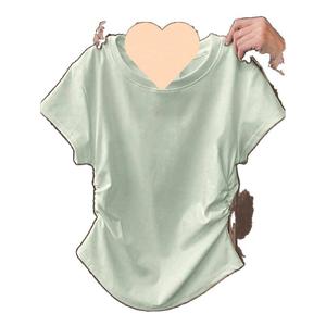 ชุดเสื้อแขนสั้นผ้าฝ้าย 100% สำหรับผู้หญิง ฤดูร้อน 50 เสื้อเชิ้ต ลายสก๊อต คอปก สีขาว เข้ารูป สั้น สวยงาม ใช้ได้ทุกวัน