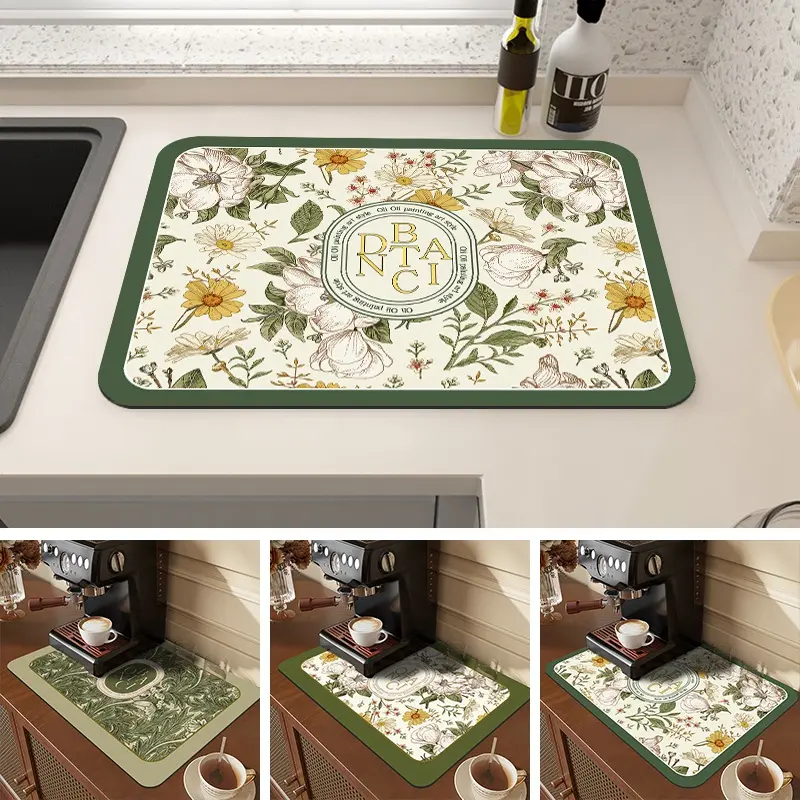 INS Absorbent Kitchen Drainage Mat Mildew-Proof Non-slip Placemats Retro Home Supplies