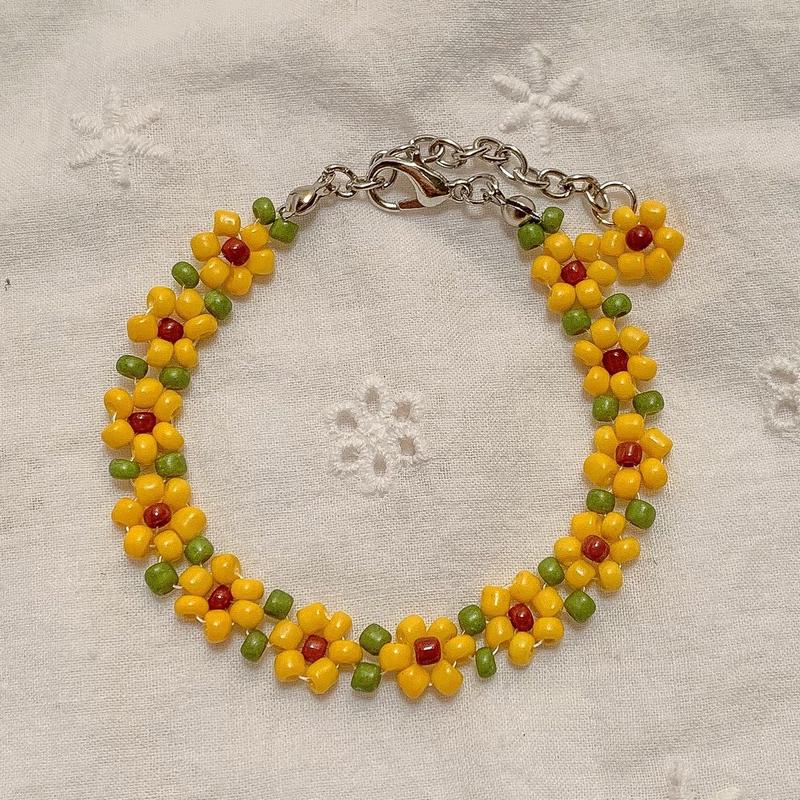 Sunflower Bead Bracelets Gelang Manik Aesthetic 0