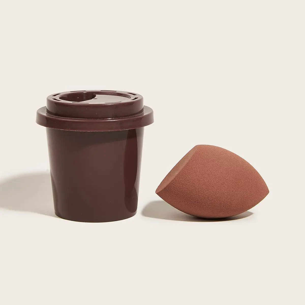 2pcs Makeup Sponge & Coffee Cup Storage Box Set, Versatile Makeup Marshmallow Sponges for Liquid Foundation, Loose Powder, Concealer, Cream, Daily Use Cosmetic Tools