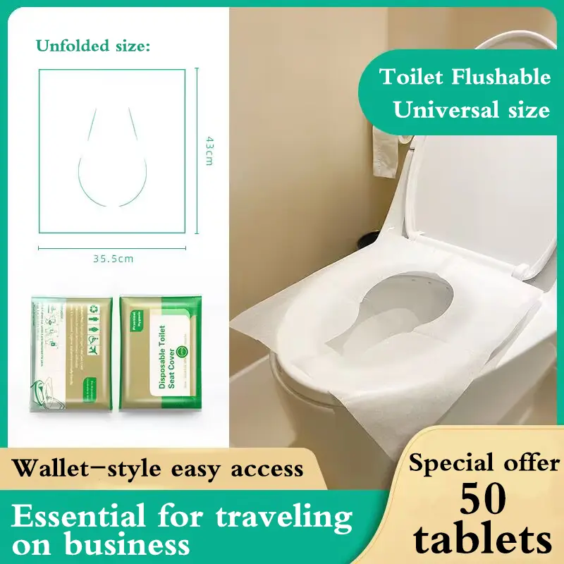 [50 Pieces] Disposable Toilet Paper Seat Pad Portable Business Trip Sanitary Splash-Proof Environmentally Friendly Soluble Water Toilet Paper Bathroom Accessories