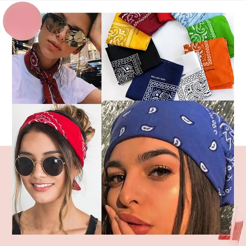 54cm Denim Bandana Hip Hop Square Scarf Fashion Classic Paisley Headband Suitable for Men and Women