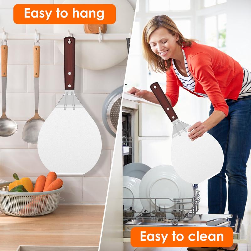Stainless Steel Pizza Peel Metal Round Pizza Paddle Pizza Spatula with Wood Handle Cake Lifter Transfer Tray Pizza Shovel for Baking Homemade Pizza and Bread or Cheese Serving Tray 13.2x6.5inch Pp9kA 4