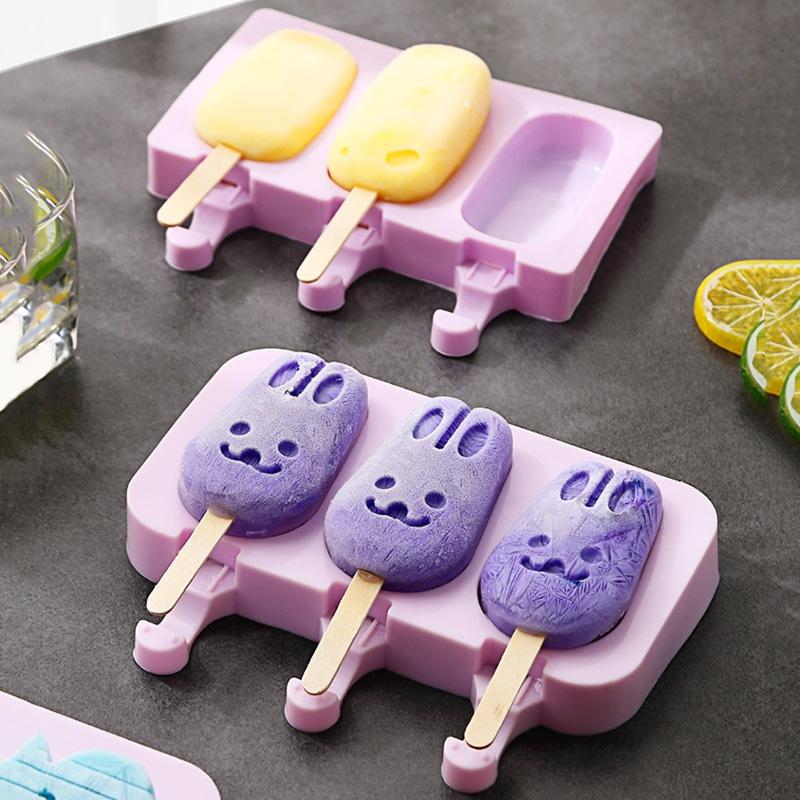 Khuôn làm kem Silicon có kèm que gỗ