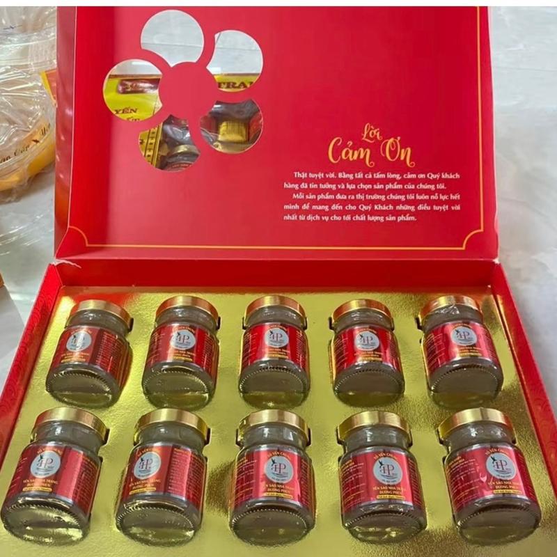  Hộp quà 10 lọ Yến Khánh hòa chưng sẵn 50% hàm lượng Yến tươi 
