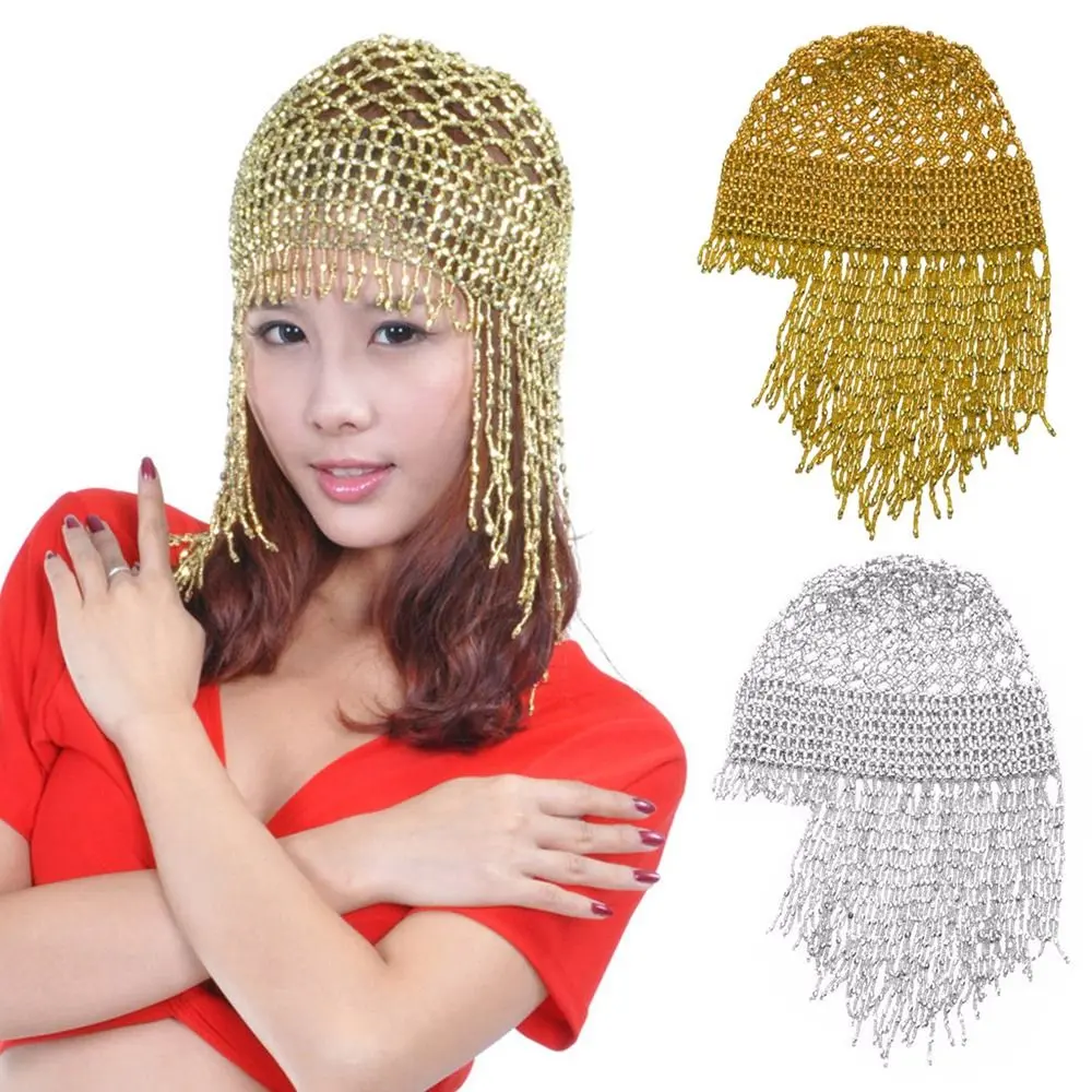 Shiny Exotic Belly Dance Hat Tassel Nightclub Headwrap Stage Headpiece Thailand/India/Arab