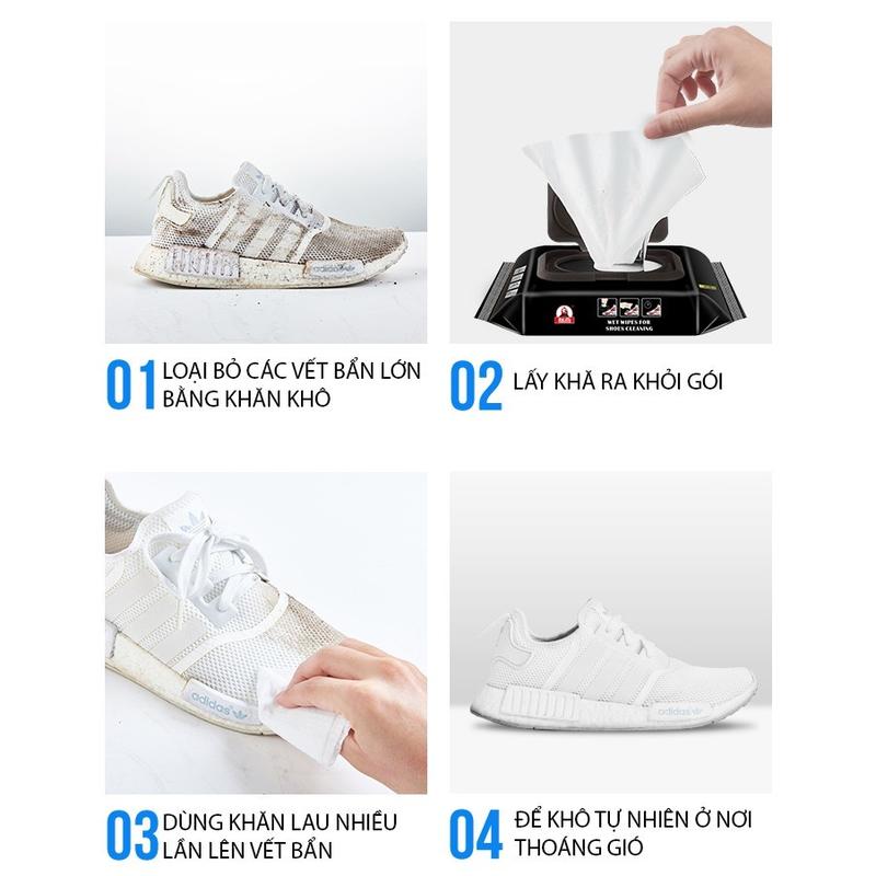 [MUA 5 TẶNG 1] COMBO 5 Bịch Khăn Uớt Lau Giày Shoe Shine Wipes, Lau Đa Năng , Lau Bếp, Lau Giày Dép, Túi Xách ,Ba Lô, Dầu Mỡ...Làm Sạch Mọi Thứ. 8