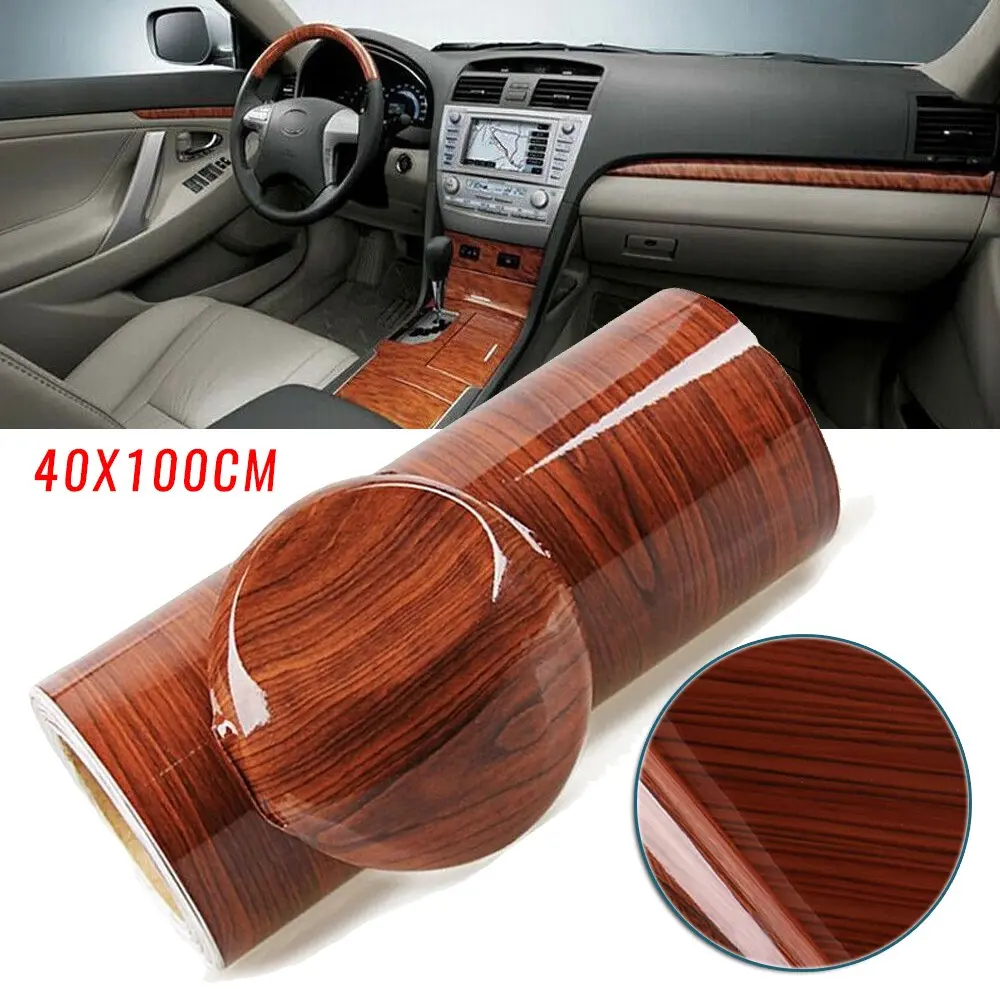 Miếng Dán Đề Can Bọc Họa Tiết Vân Gỗ, 1 Cái, 40 * 100Cm, Chống Thấm Nước Và Ẩm, Chống Cháy, Dễ Dán, Cho Bảng Điều Khiển Nội Thất Ô Tô