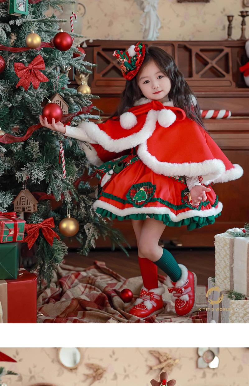 Product Introduction of Quần Áo Giáng Sinh Cho Trẻ Em, Váy In Hình Nai Sừng Tấm, Áo Choàng Đỏ, Váy Mùa Đông Cho Bé Gái, Váy Lolita Và Công Chúa, Phong Cách Phương Tây 26