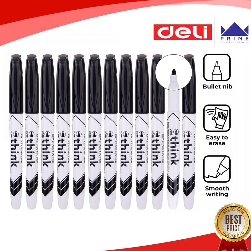 Deli EU00620 Think Dry Erase Whiteboard Marker Black 12pcs/box - TikTok ...