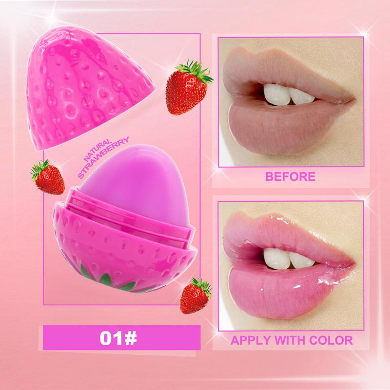 Strawberry Shaped Moisturizer Lip Balm, 1/5 Counts Comfort Long-lasting Hydrating Tinted Lip Stick, Moisturizing Lip Skincare Product, Christmas, Christmas Gift 5