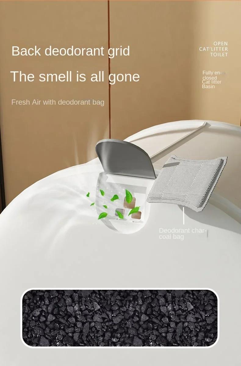 Product Introduction of Large space cat litter box with cat litter scoop fully enclosed drawer type cat litter box splash proof cat toilet cat supplies 10