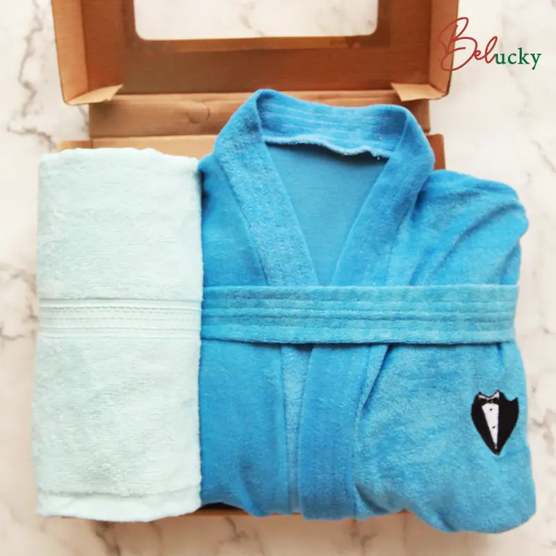 Handuk dan Kimono Bordir Premium Kado Pernikahan Seserahan Wedding Hampers- DUO SET 2
