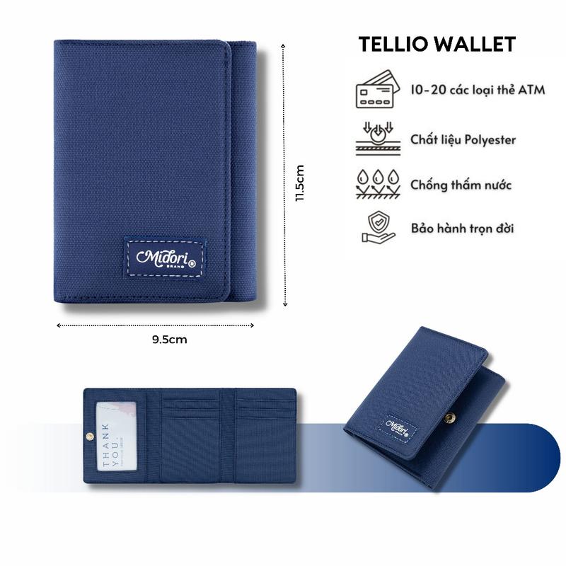 Ví Vải Đứng Nhiều Ngăn TELLIO Nam Nữ Polyester Bền Đẹp Chống Nước | Local Brand MIDORI FOR MAN