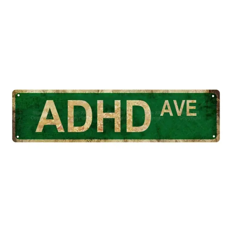 Adhd Ave Metal Tin Sign, Humorous Metal Tin Sign, Durable Wall Hanging with Artistic Design, Ideal Decor for Home, Bar, Cafe & Garage 0
