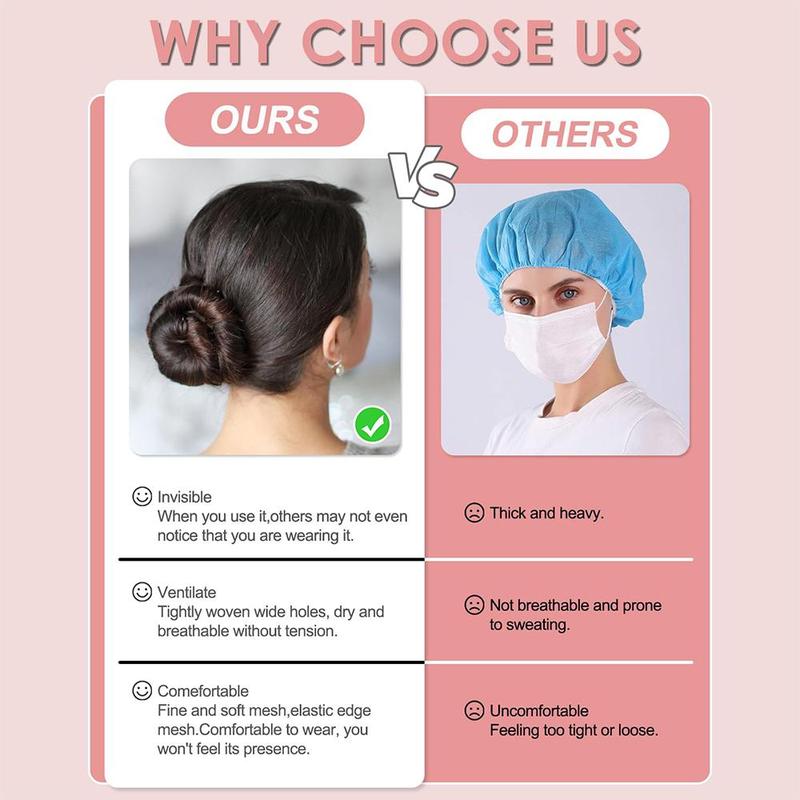 Elastic Hair Net, 100pcs/set Invisible Elastic Hair Wig Net, Heatless Styling Tool for Dining, Ballet, Sleep, Women & Girls 2