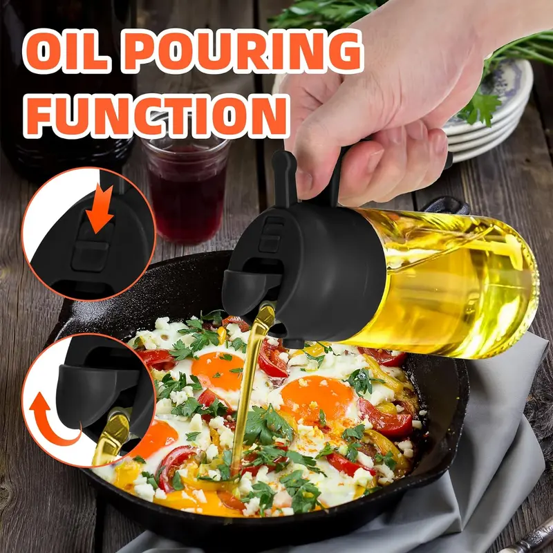 2 in 1 Oil Dispenser Bottle, 1 Count 16oz Oil Dispenser, Olive Oil Sprayer, Oil Sprayer for Cooking, Kitchen, Salad, Barbecue, Utensils 3