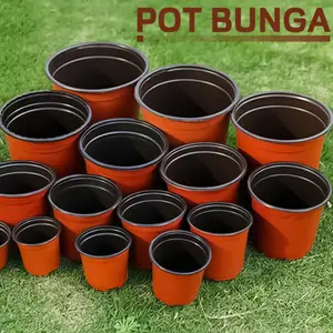 【Beli 20 Gratis 6】Pot Bunga Plastik Bulat Berulir Desain Tahan Lama Untuk Dekorasi Balkon Taman Teras Rumah Pot Bunga Penampilan Tanah Liat Imitasi Elegan