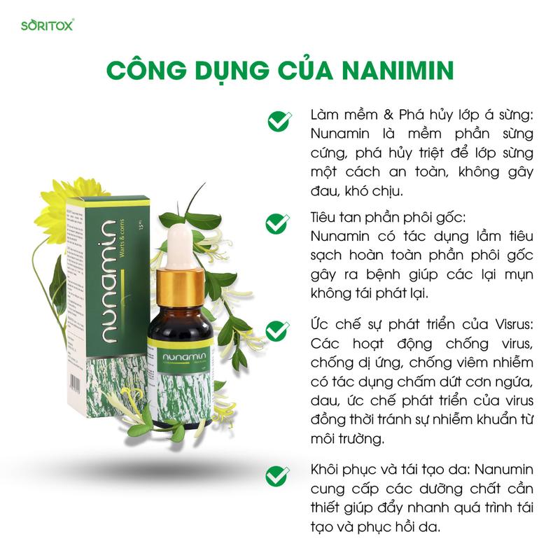 Tinh Chất Chấm Mụn Cóc, Mụn Cơm, Chai Chân, Mắt Cá Chân, Mụn Thịt, Mụn Ruồi Chiêt Xuất Từ Thảo Mộc Việt- Nunamin Serum15ML Skincare Làm Đẹp Da Chăm Sóc Da Cấp Ẩm 3