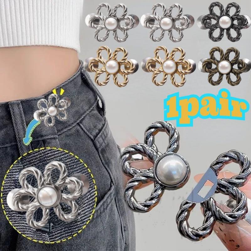 Product Introduction of Flower Shape Waist Buckles for Loose Jeans Skirts DIY Clothes Accessories Waist Closing Artifact Sewing-free Adjustable Retractable Floral Snap Button 13