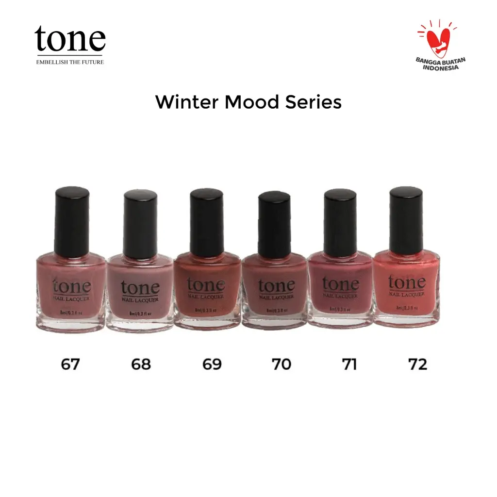 Tone Nail Lacquer Winter Mood 67-72 | Cat Kuku Warna | Nail Polish | Kutek Halal Muslimah