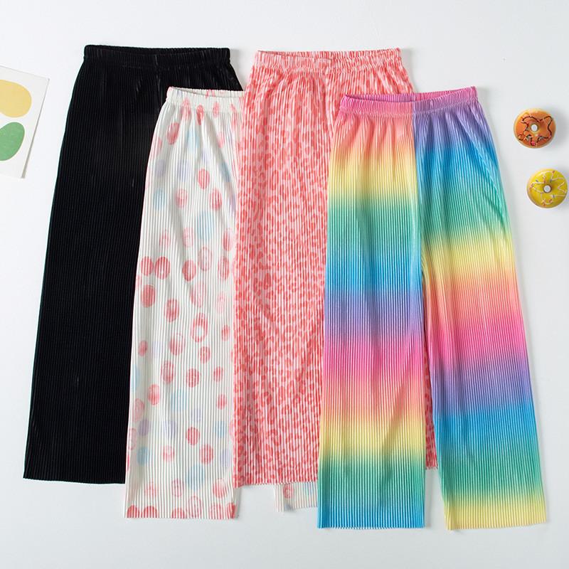 100-160cm Girls' Pleated Loose Wide-Leg Pants Middle Big Children Casual Home Straight Pajama Pants Ready Stock Fast Shipping 4