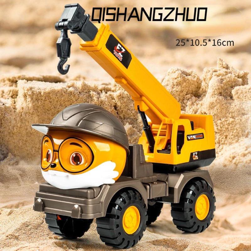 Xe đồ chơi, Xe ben chở cát, Xe móc, xe cần cẩu công trình, xe trộn bê tông cỡ lớn mô hình nhân vật Sóc Sushop 3